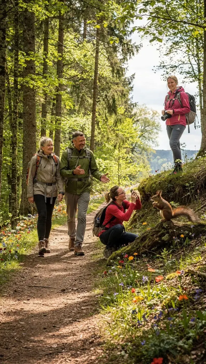 Metsas matkaja seljakott ja matkasaapad, mis ootavad uut avastust
